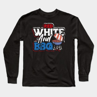 Funny Red White And BBQ Party Long Sleeve T-Shirt
